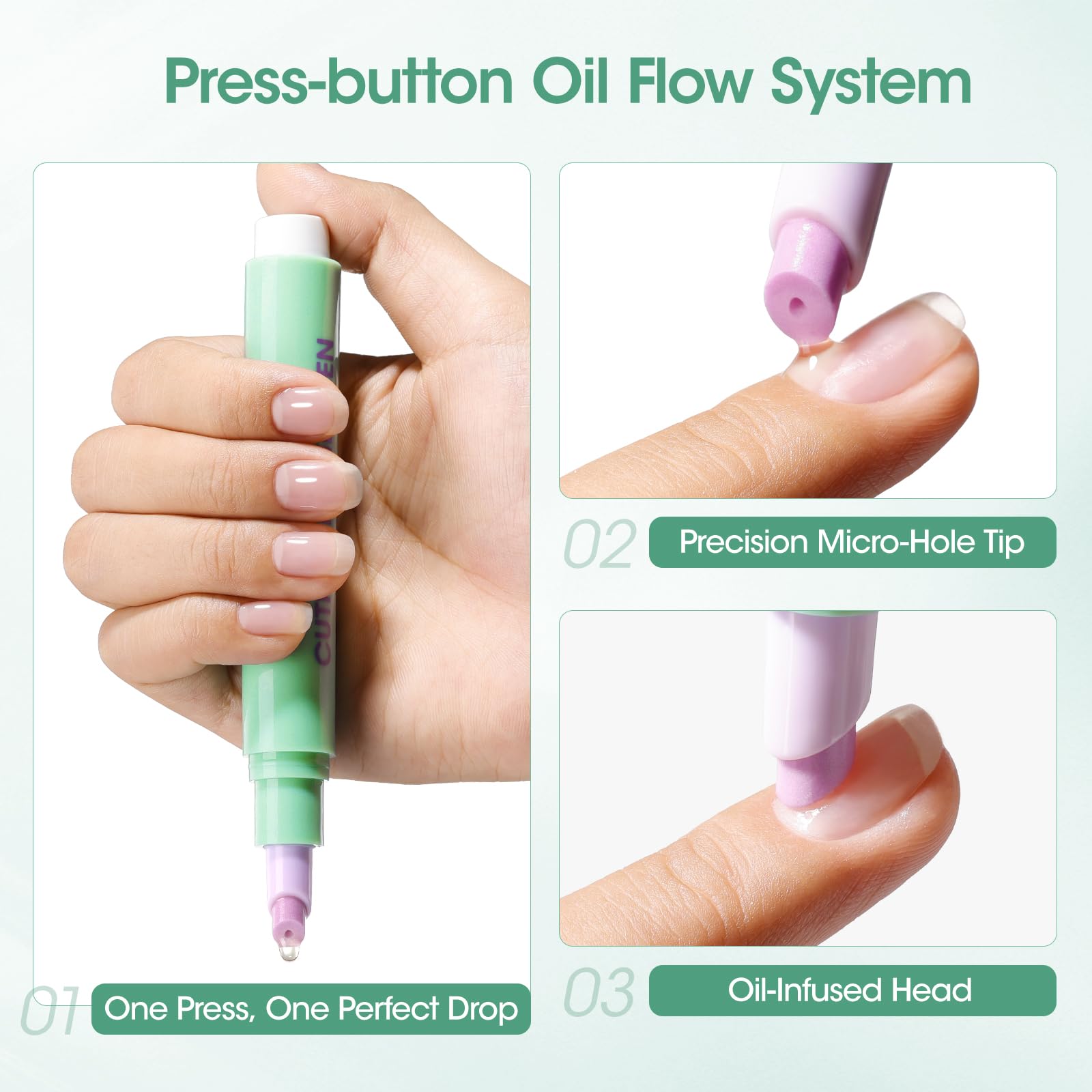 GELLEN Porous Ceramic Tip prevents spills while applying oil.