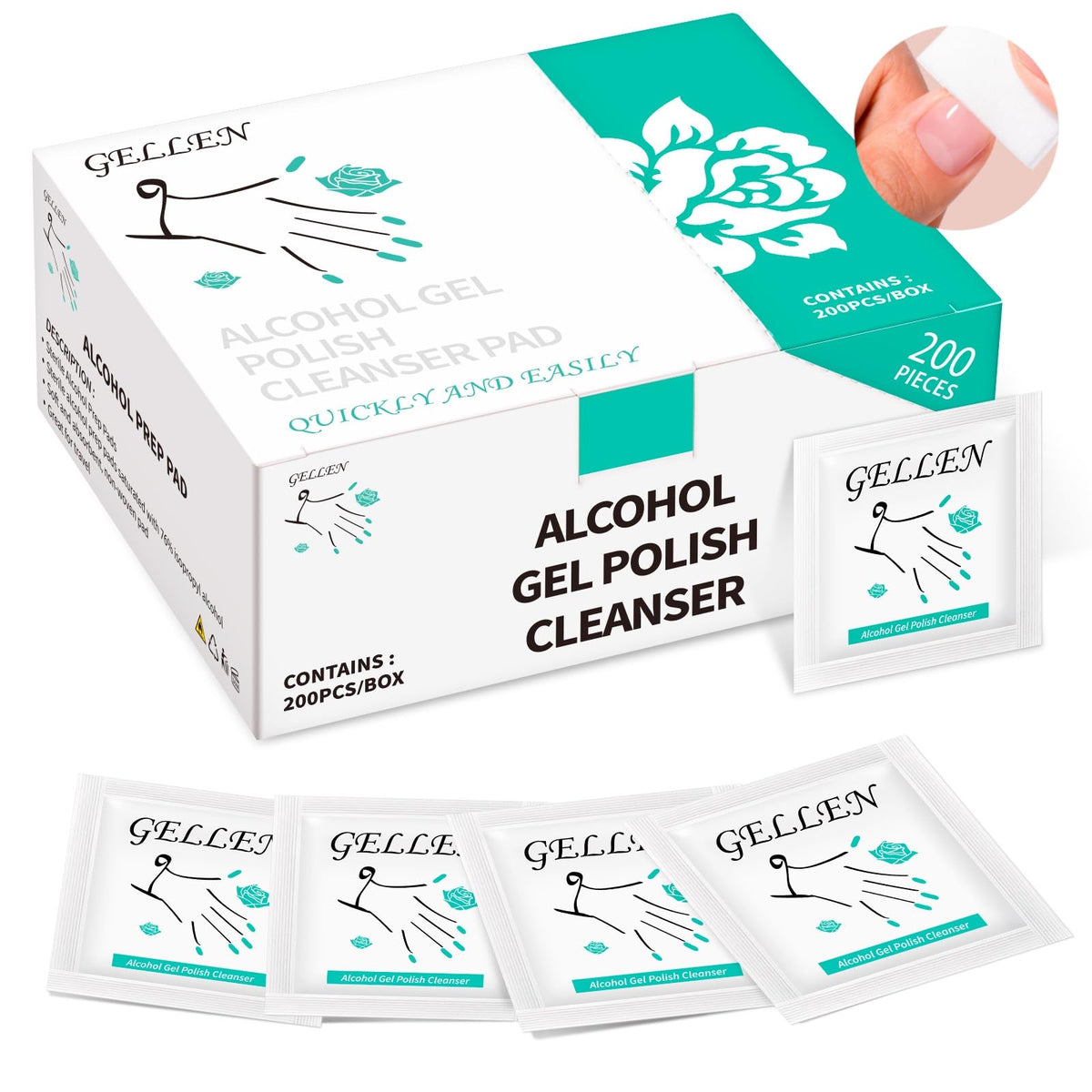 GELLEN toallitas limpiadoras para uñas en estuche, limpieza rápida de polvo y aceites.