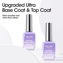GELLEN top coat 18ml bottle creates an ultra-gloss finish and protective shine.