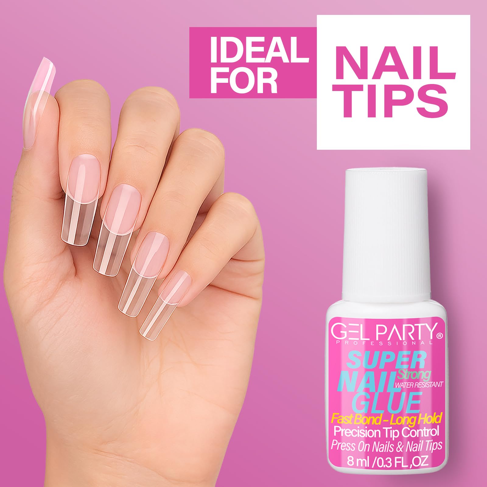 Gel PARTY: adherencia duradera para uso diario y fiestas.