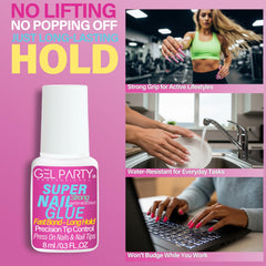 Gel PARTY: aplicador con pincel integrado para una cobertura uniforme.