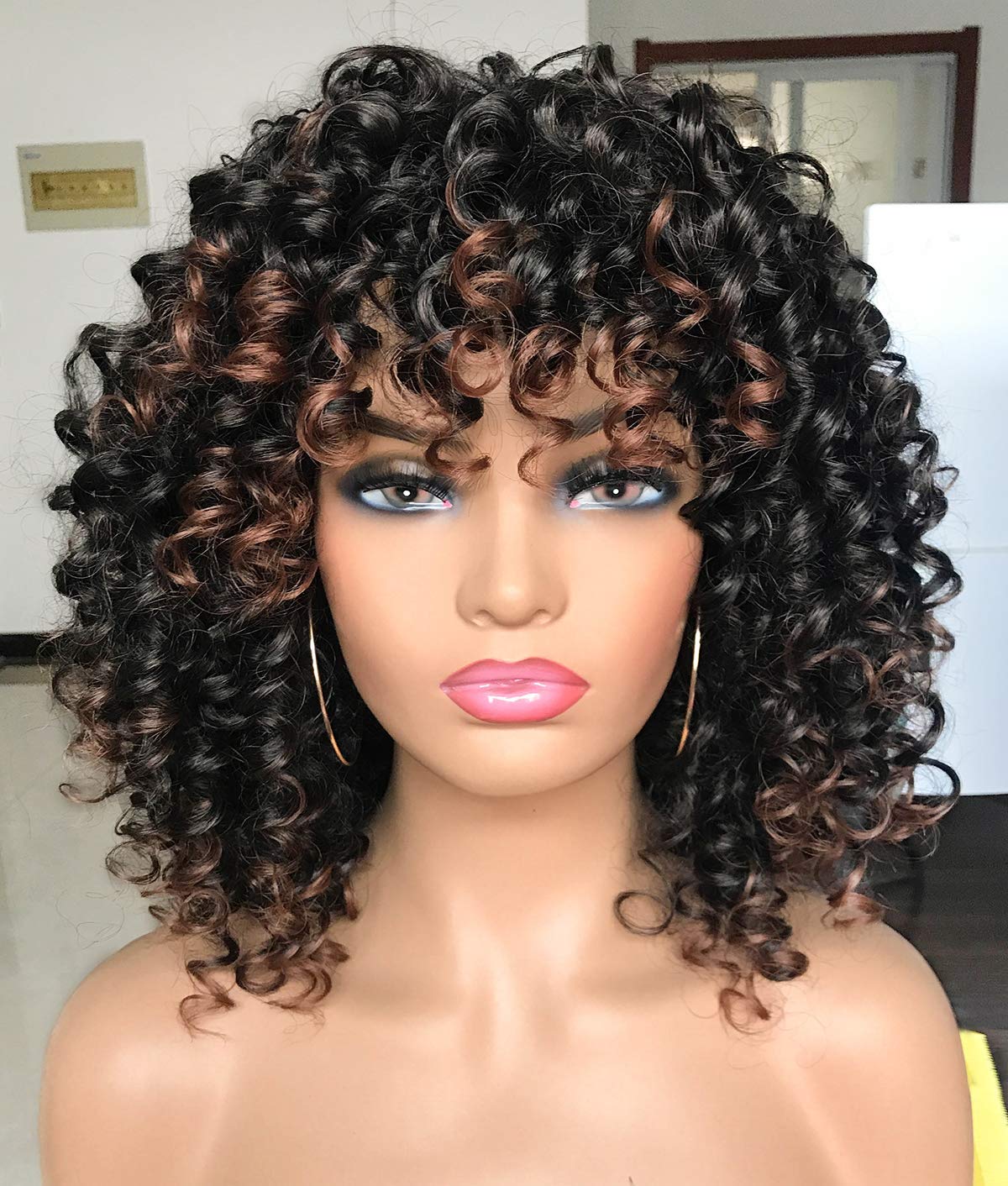 GEMBON Curly Afro Wig close-up texture shows natural kinky curls for daily wear.