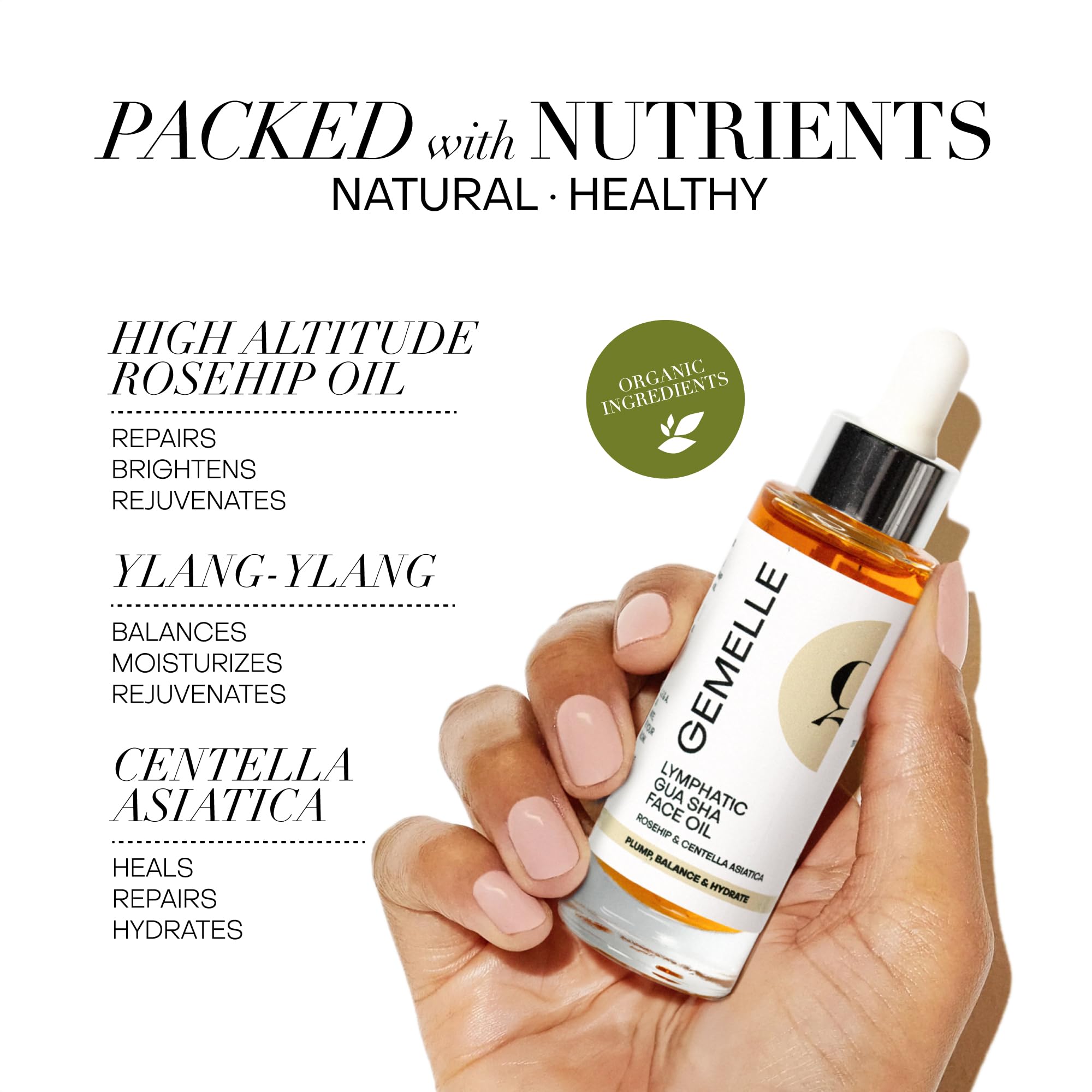 Gemelle bakuchiol plant-based retinol alternative supports renewed texture.