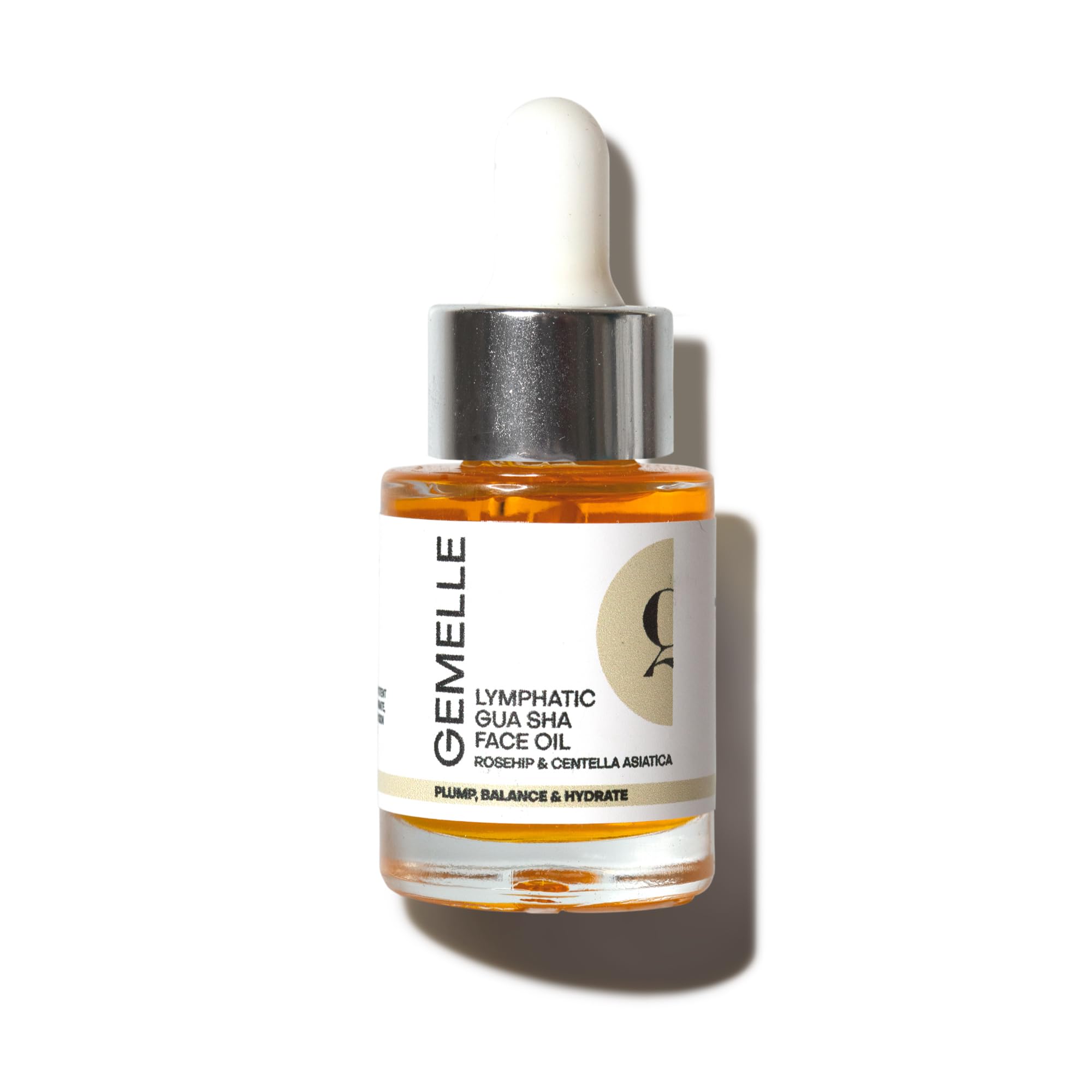 Gemelle lymphatic gua sha face oil bottle highlights premium nourishment for the skin.