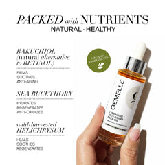 Product used in a gentle facial massage with fingertips.