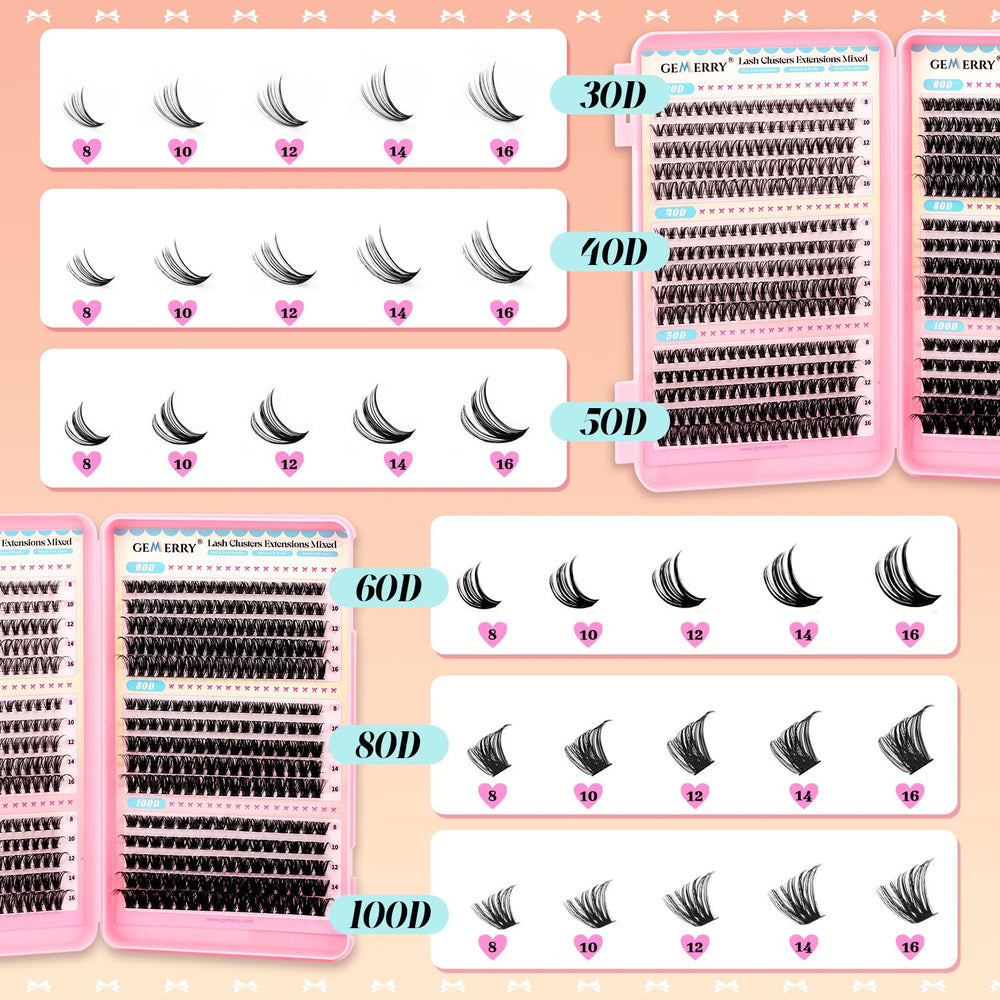 GEMERRY 50D-12mm lash clusters for fuller, balanced drama.