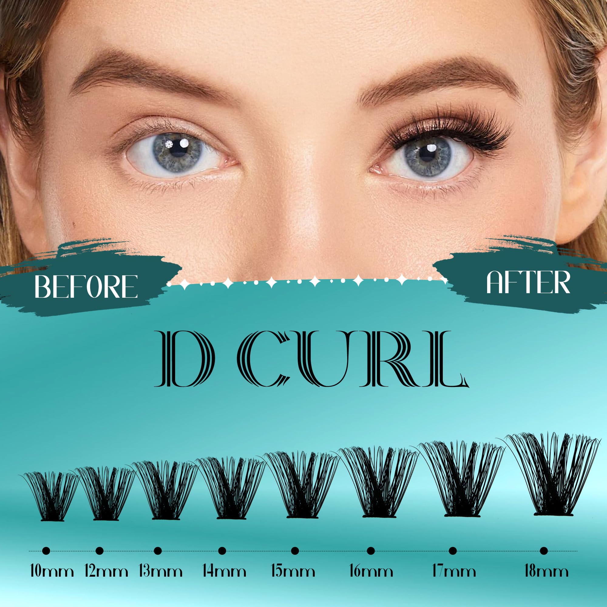 GEMERRY cluster lash strip with adhesive seal close-up.