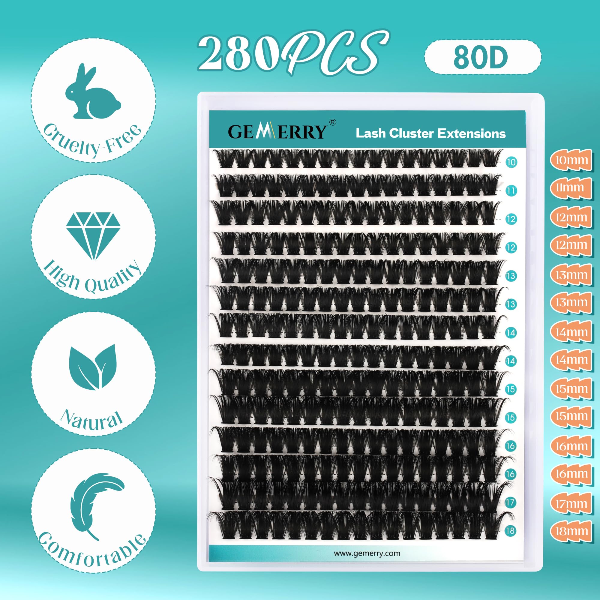 GEMERRY cluster lash packs close-up for easy DIY application.
