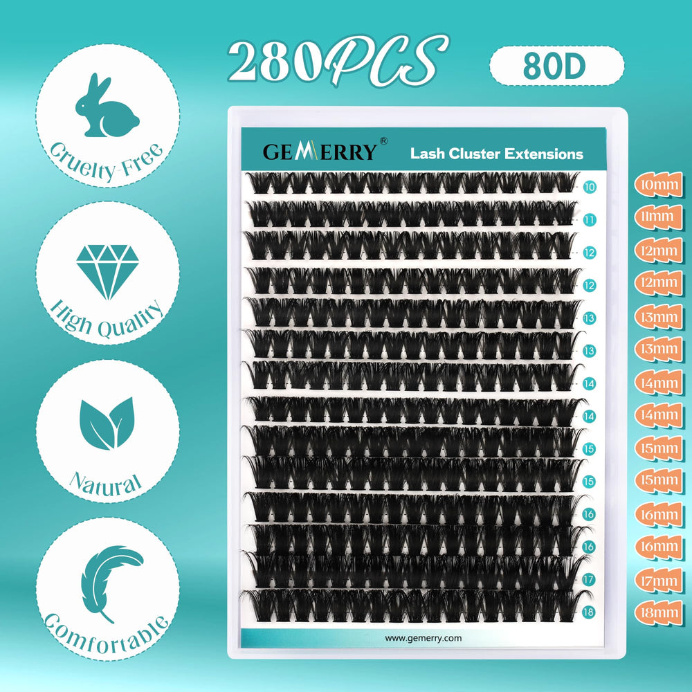 GEMERRY cluster lash packs close-up for easy DIY application.