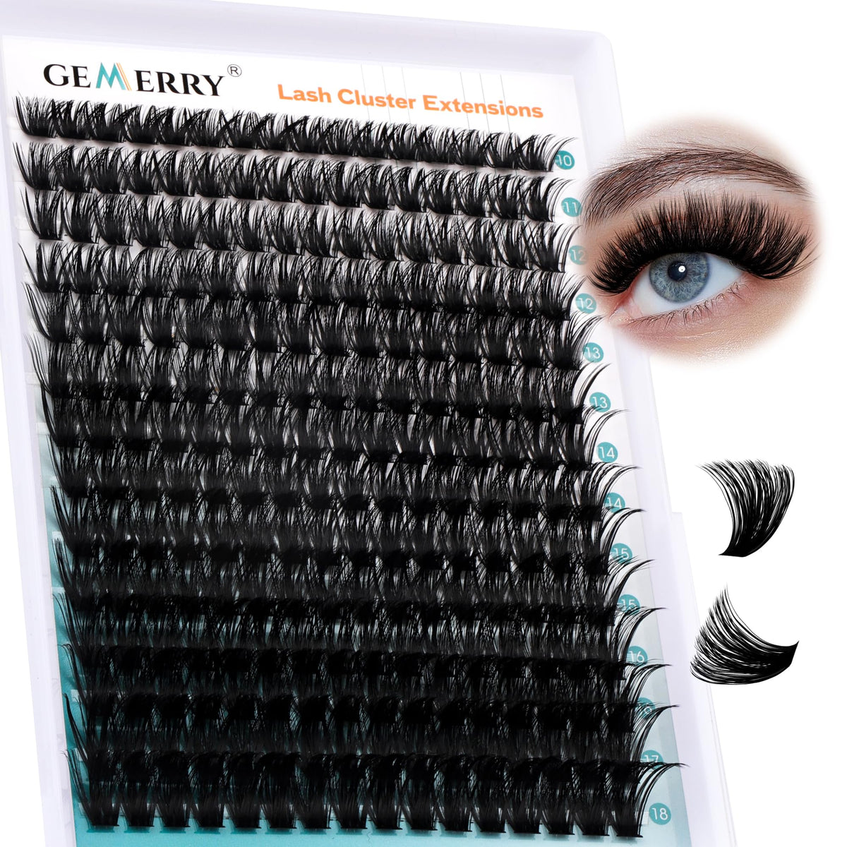 GEMERRY eyelash clusters tray with 280pcs for versatile DIY looks.