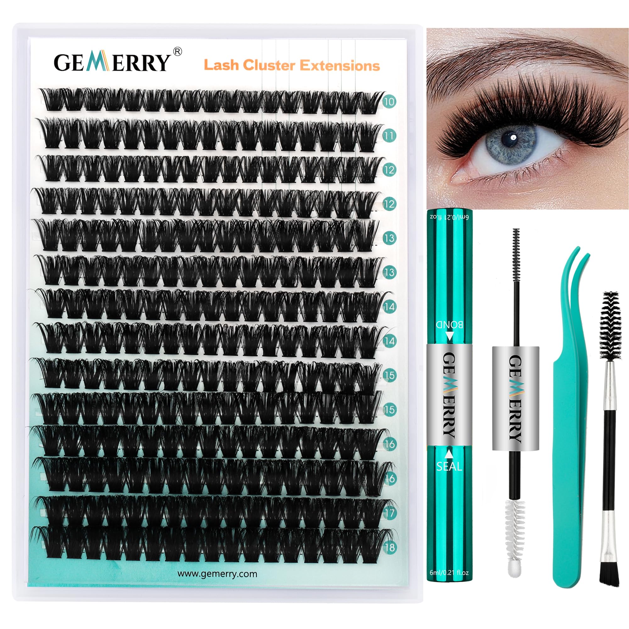 GEMERRY eyelash extension kit thick curl clusters for dramatic, long-lasting lash looks