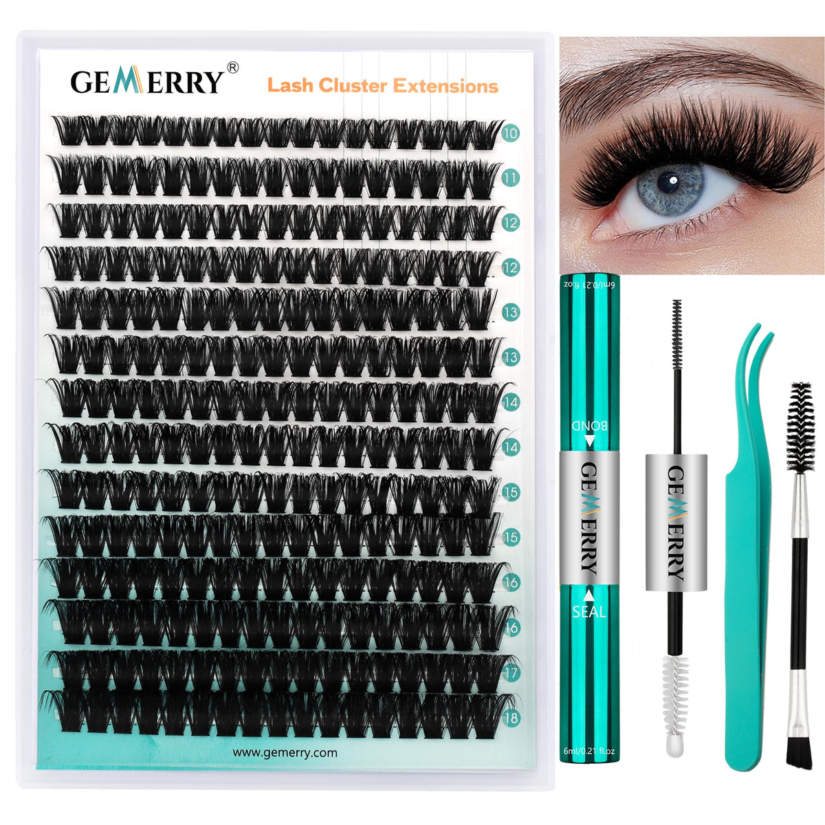 GEMERRY eyelash extension kit thick curl clusters for dramatic, long-lasting lash looks