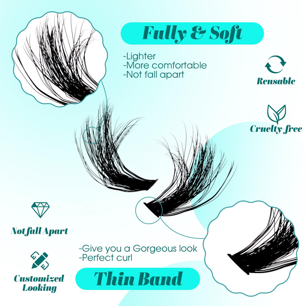 GEMERRY reusable wispy lash clusters for long-lasting wear