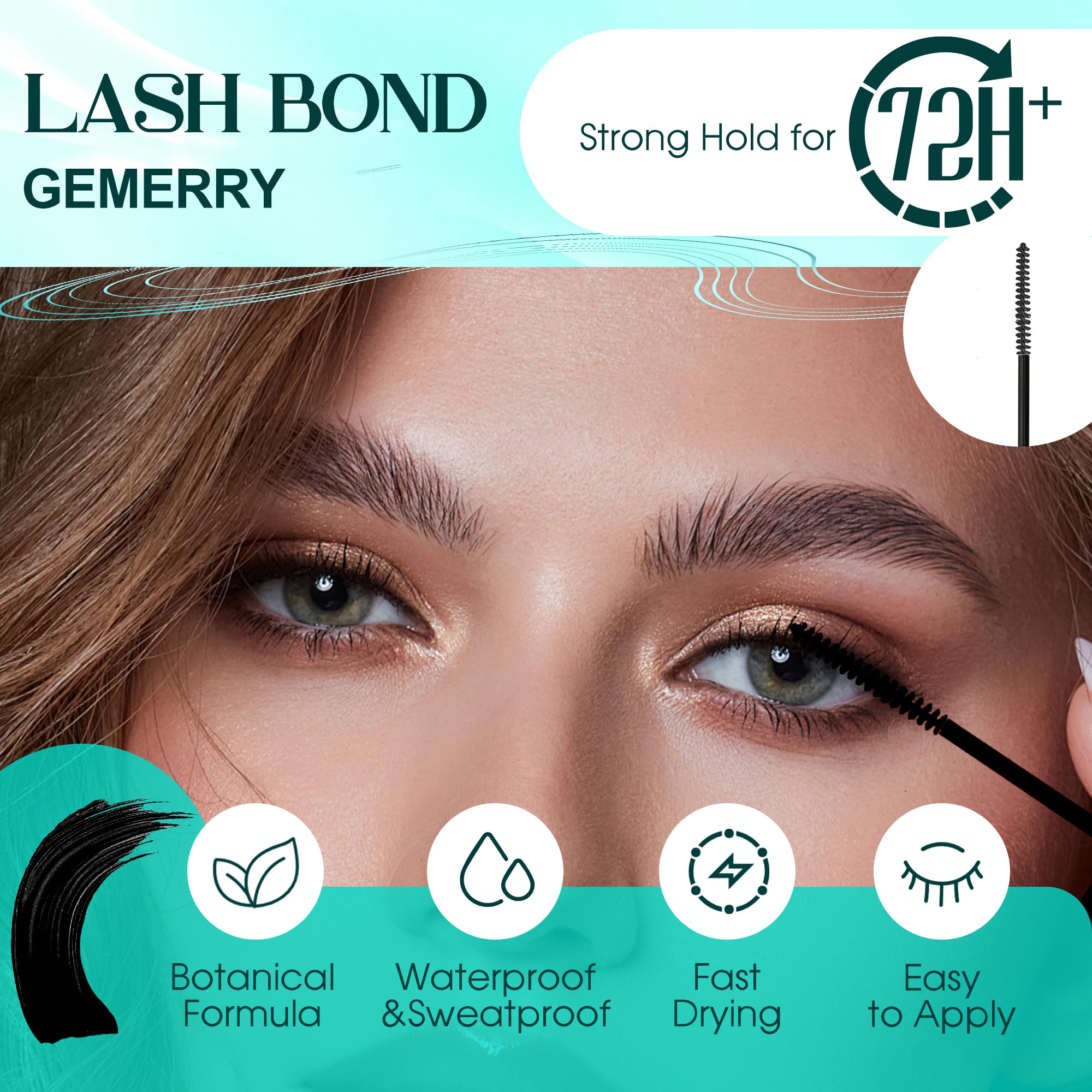 GEMERRY waterproof lash glue remains secure in rain or sweat