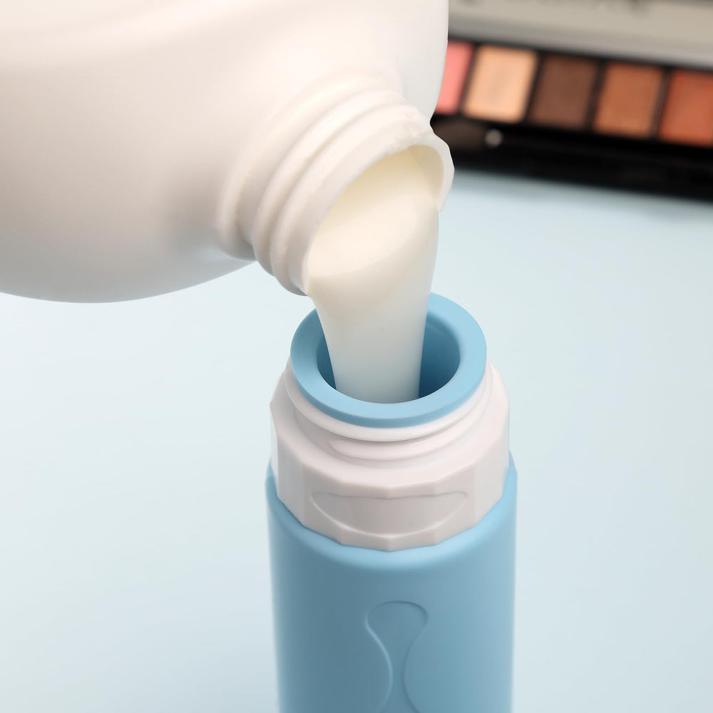 Gemice travel bottles no-drip valve prevents spills in luggage.