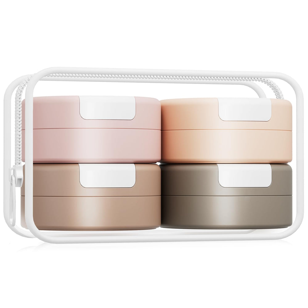 Gemice travel containers with magnetic 1oz jars for organized toiletries on the go.