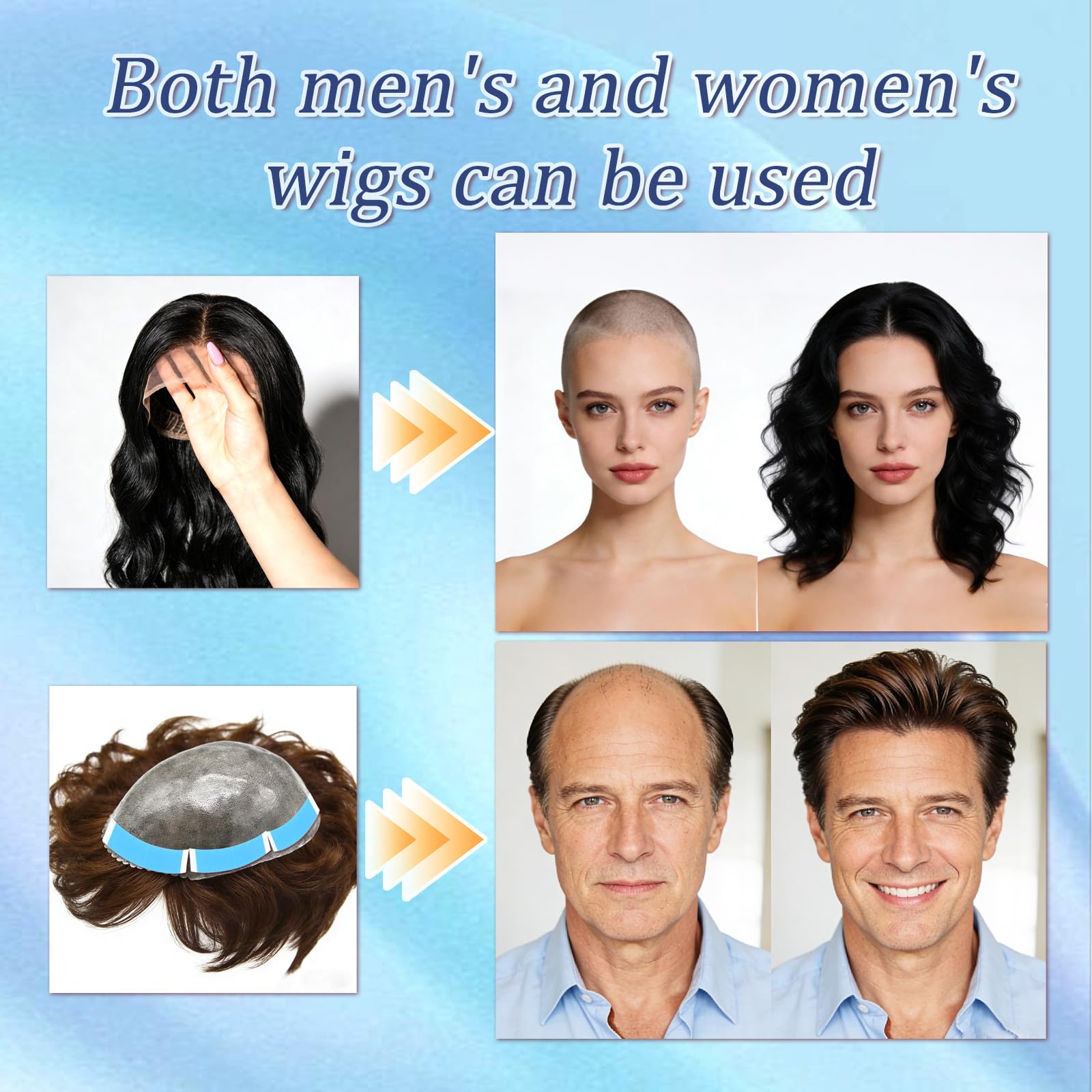 Gemiei C-shaped wig tapes contour the head for secure, comfortable fit.