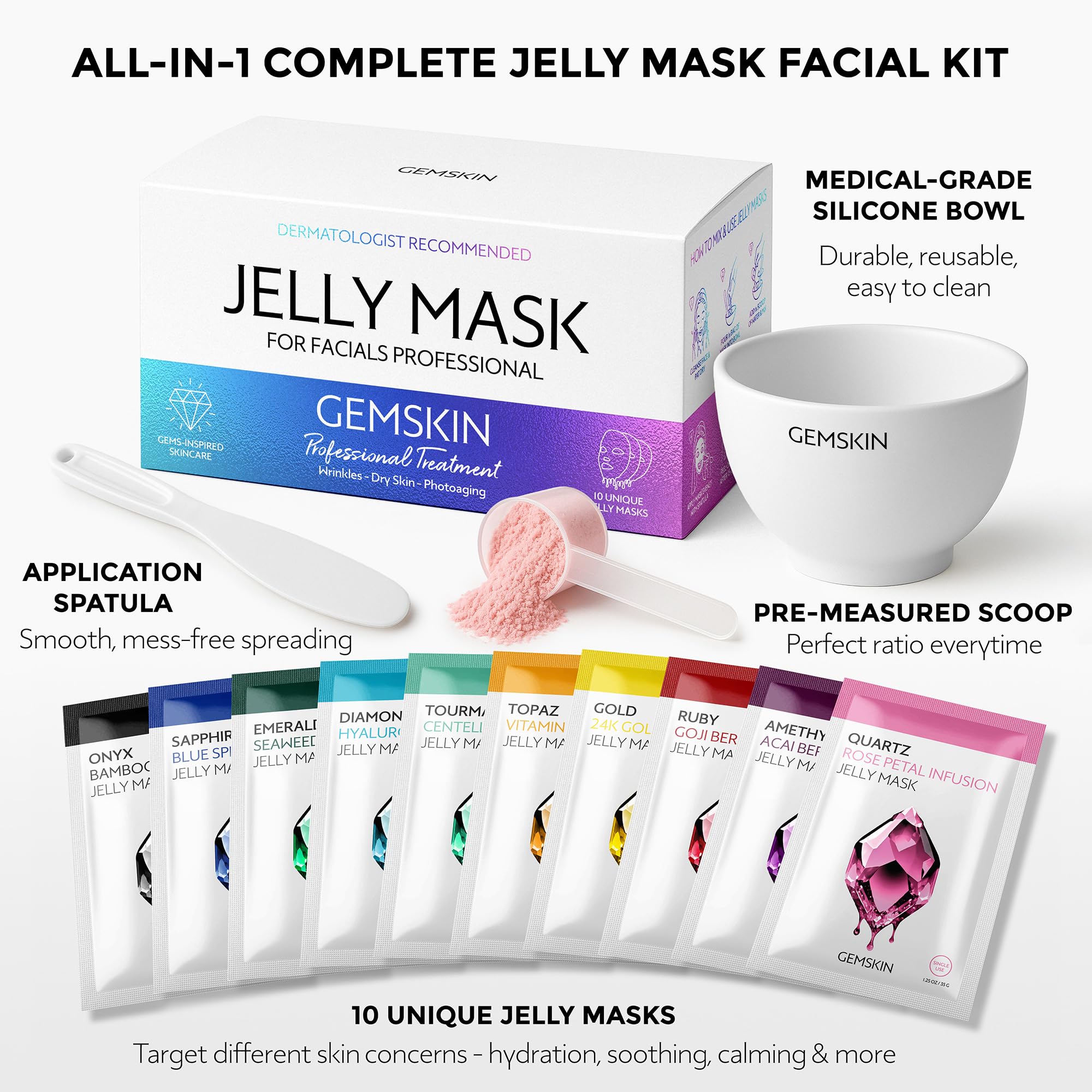 GEMSKIN jelly mask scoop included for mess‑free prep