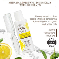 Gena Nail Brite brush applying scrub to nails in action
