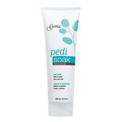 Gena Pedi Soak used in warm water to soften dry skin for at-home pedicures.