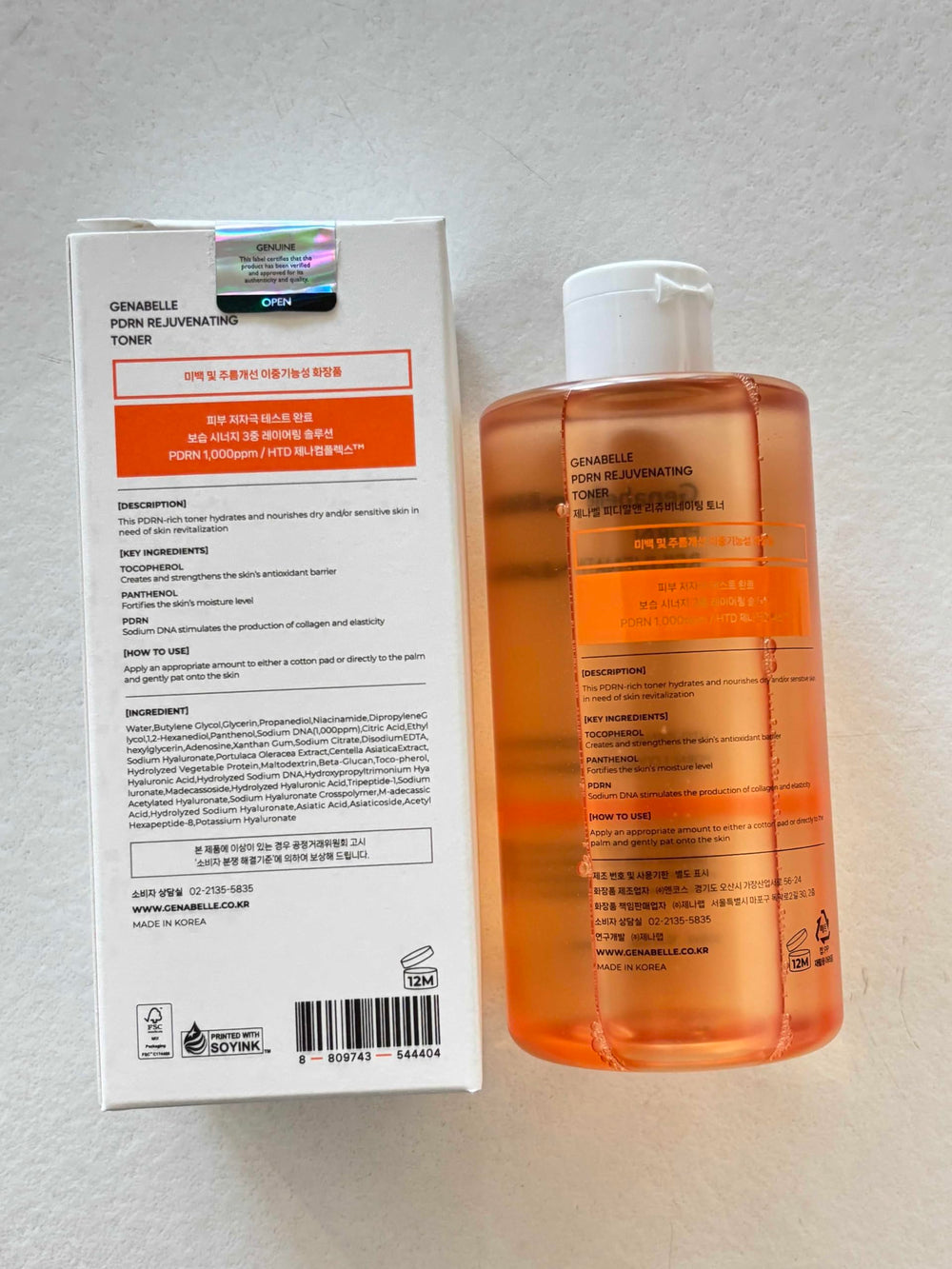 Genabelle PDRN Toner in a skincare routine setup for daily use