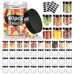 Gencywe 8oz clear PET jar with black lid for easy storage.