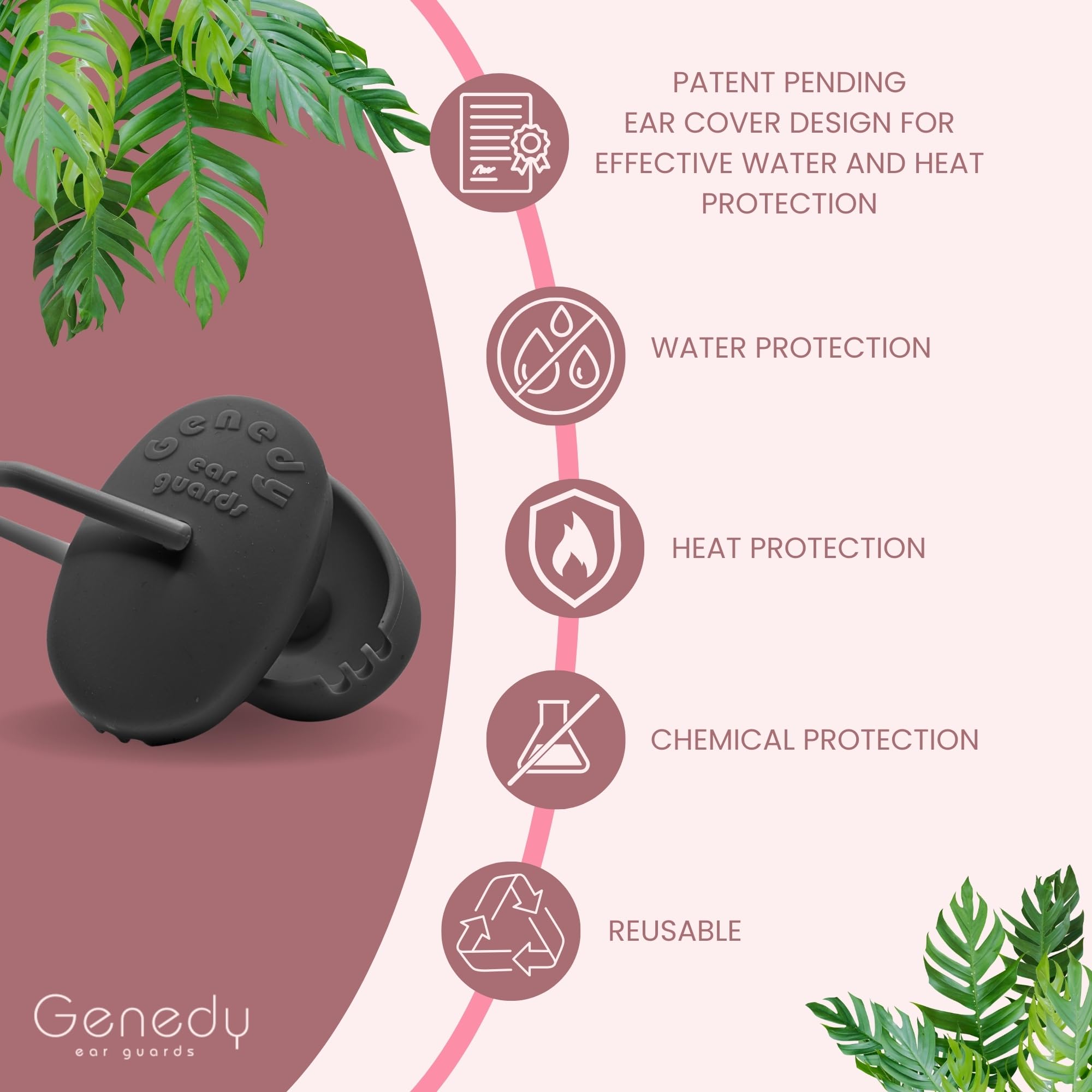Genedy waterproof silicone caps fit securely, preventing moisture from entering the ear canal.