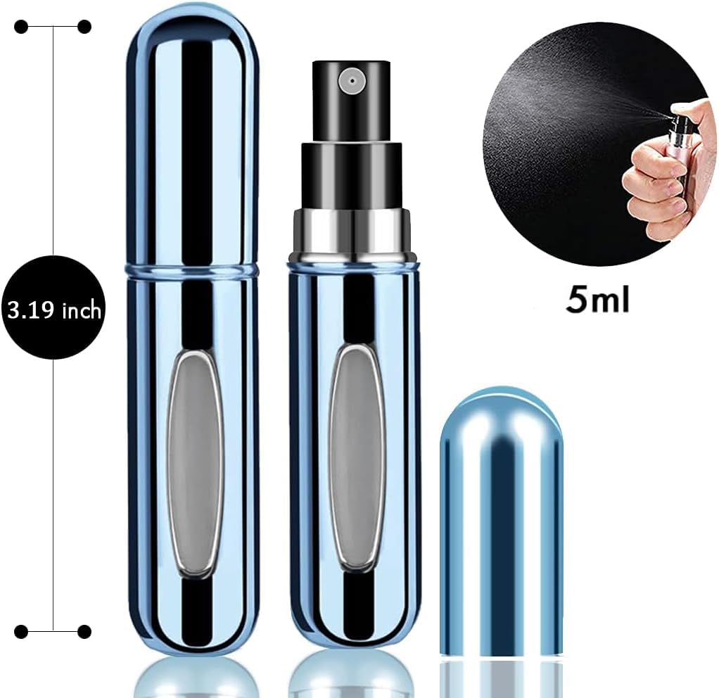 Generic 5ml blue aluminium travel bottle, lightweight and leak-proof for daily carry