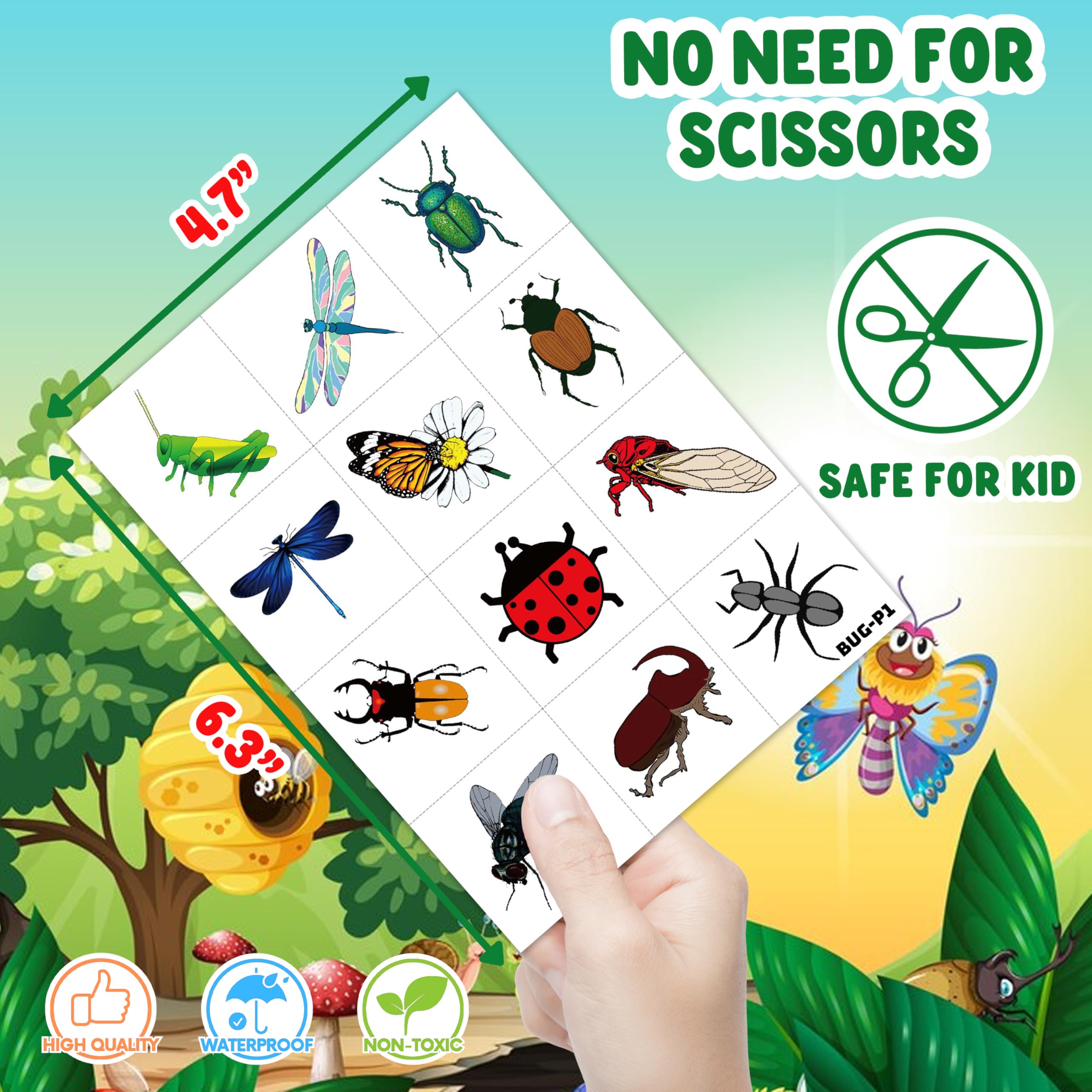 Generic 96PCS bug tattoos Ant motif; ideal for party prizes and rewards.