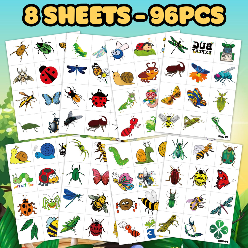 Generic 96PCS bug tattoos Caterpillar pattern; easy craft decoration for gifts.