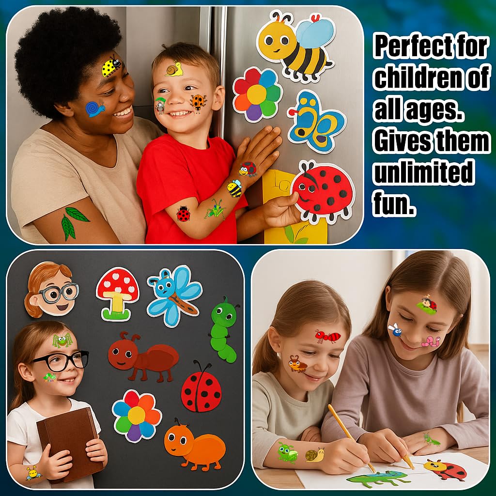 Generic 96PCS bug tattoos Insects variety; safe, mess-free classroom decorations.