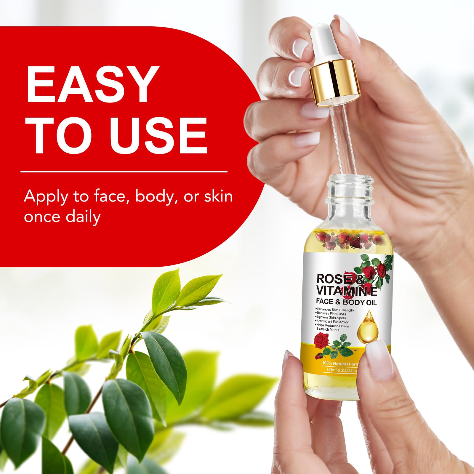 Generic Aceite de Rosa Humedecimiento Profundo: mantiene la piel nutrida todo el día.