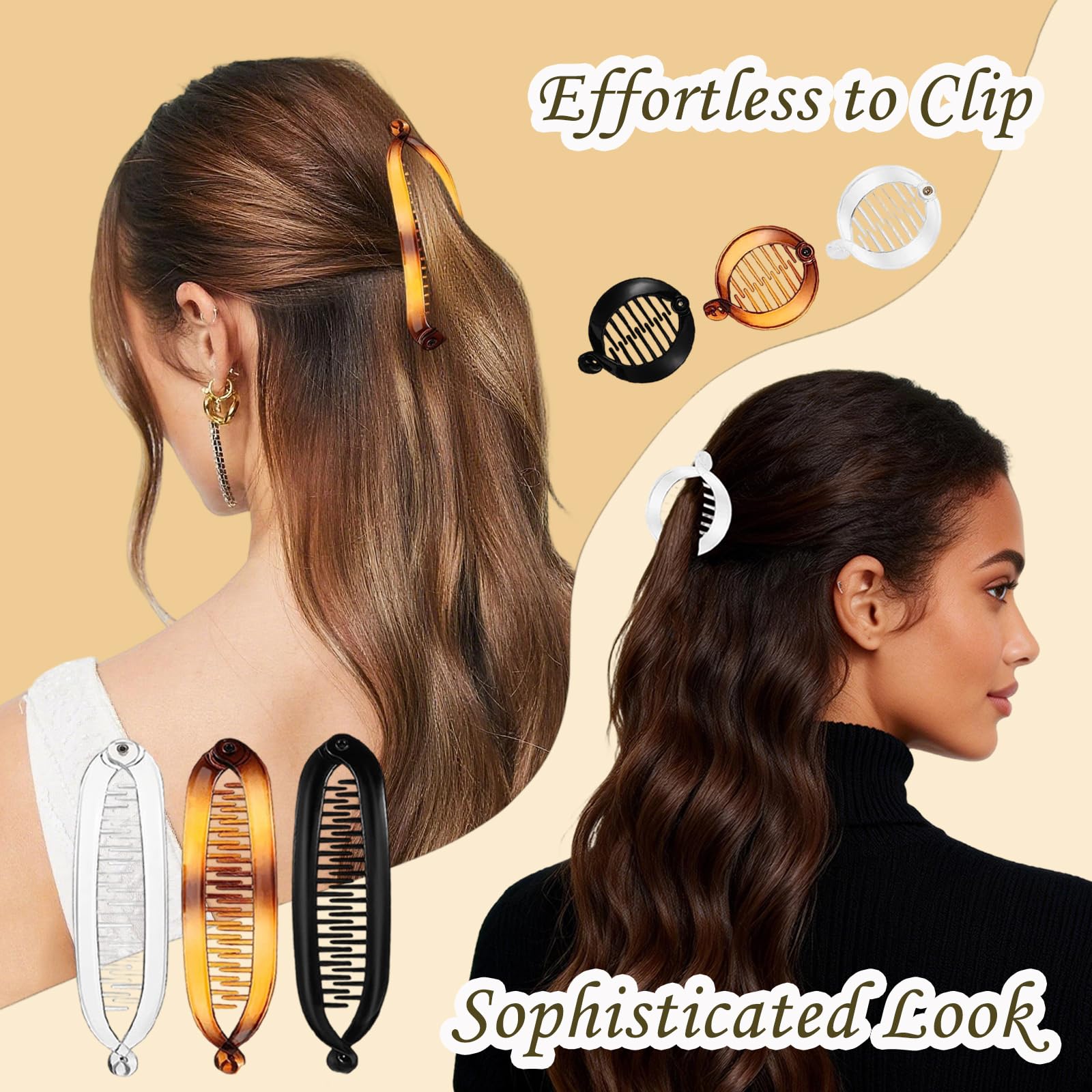 Multi-color banana clips set for versatile styling