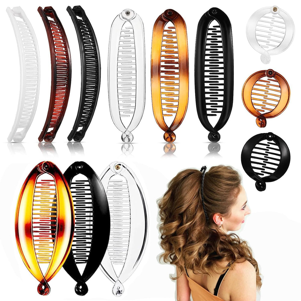 Generic banana clips 12-pack stacked for retro hairstyle