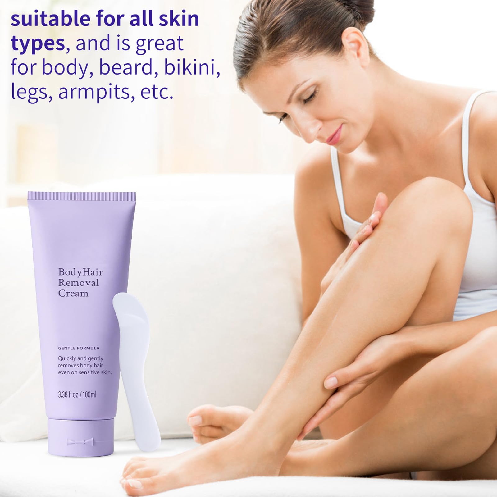 Generic Body Hair Removal Cream texture close-up showing creamy, aloe-infused formula