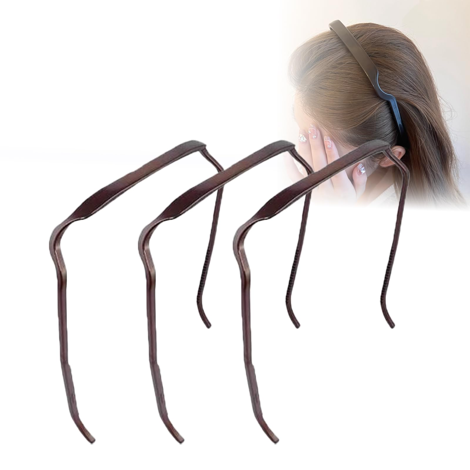 Generic diadema invisible cuadrada para cabello rizado, mantiene el peinado firme todo el día