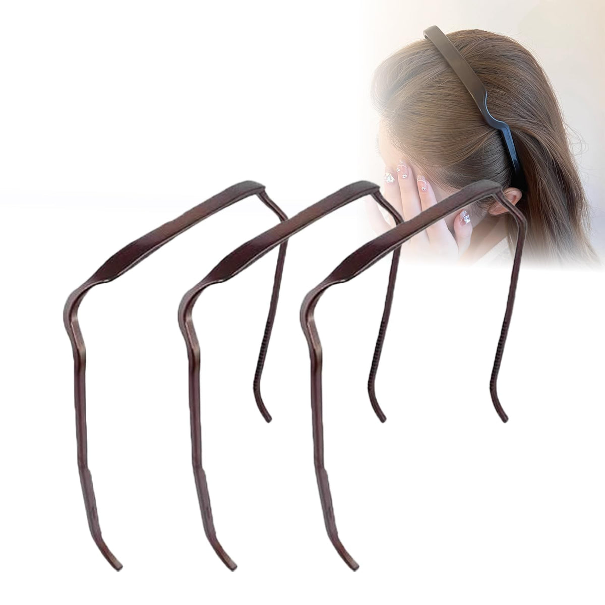 Generic diadema invisible cuadrada para cabello rizado, mantiene el peinado firme todo el día