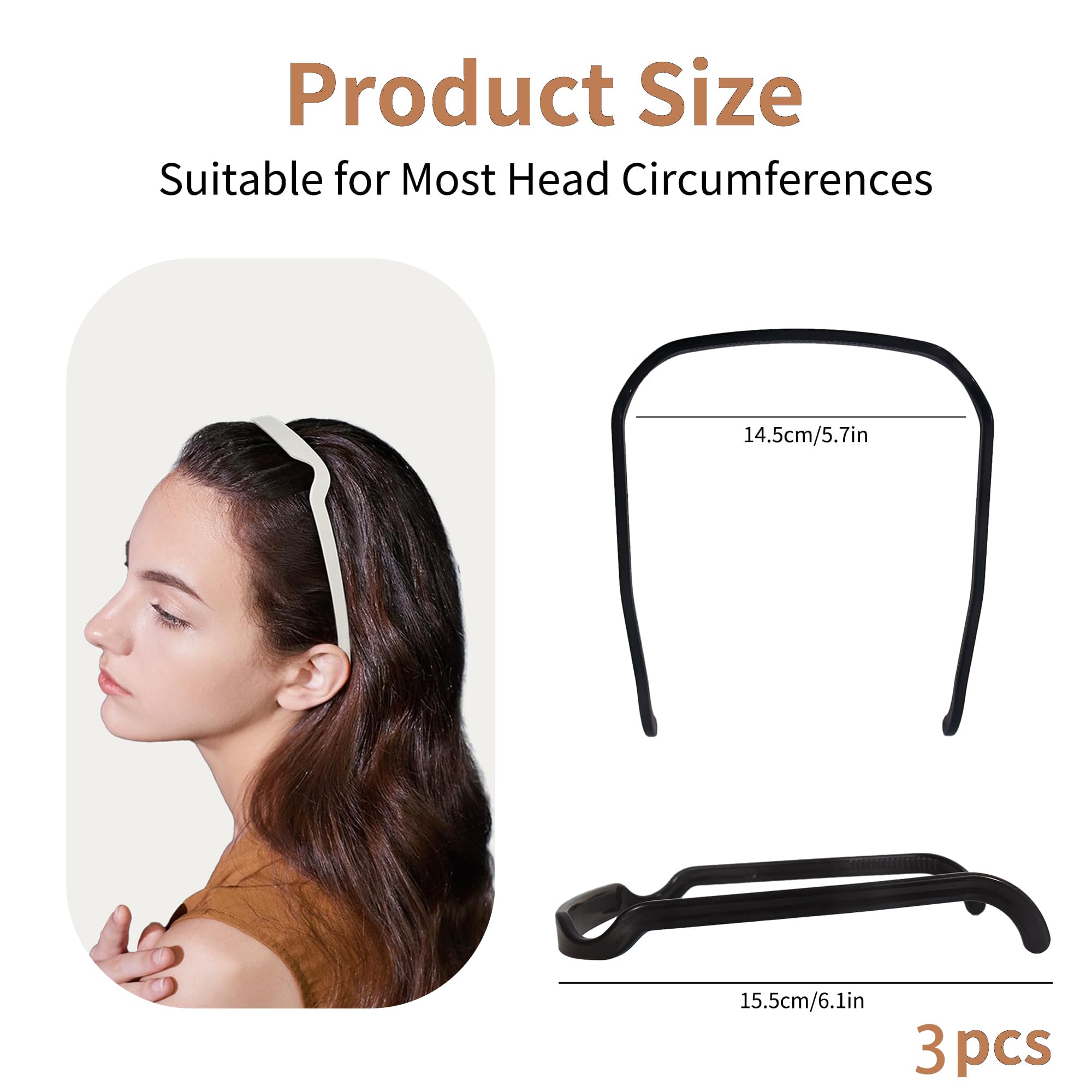 Generic diadema invisible cuadrada con agarre mejorado para fijación duradera