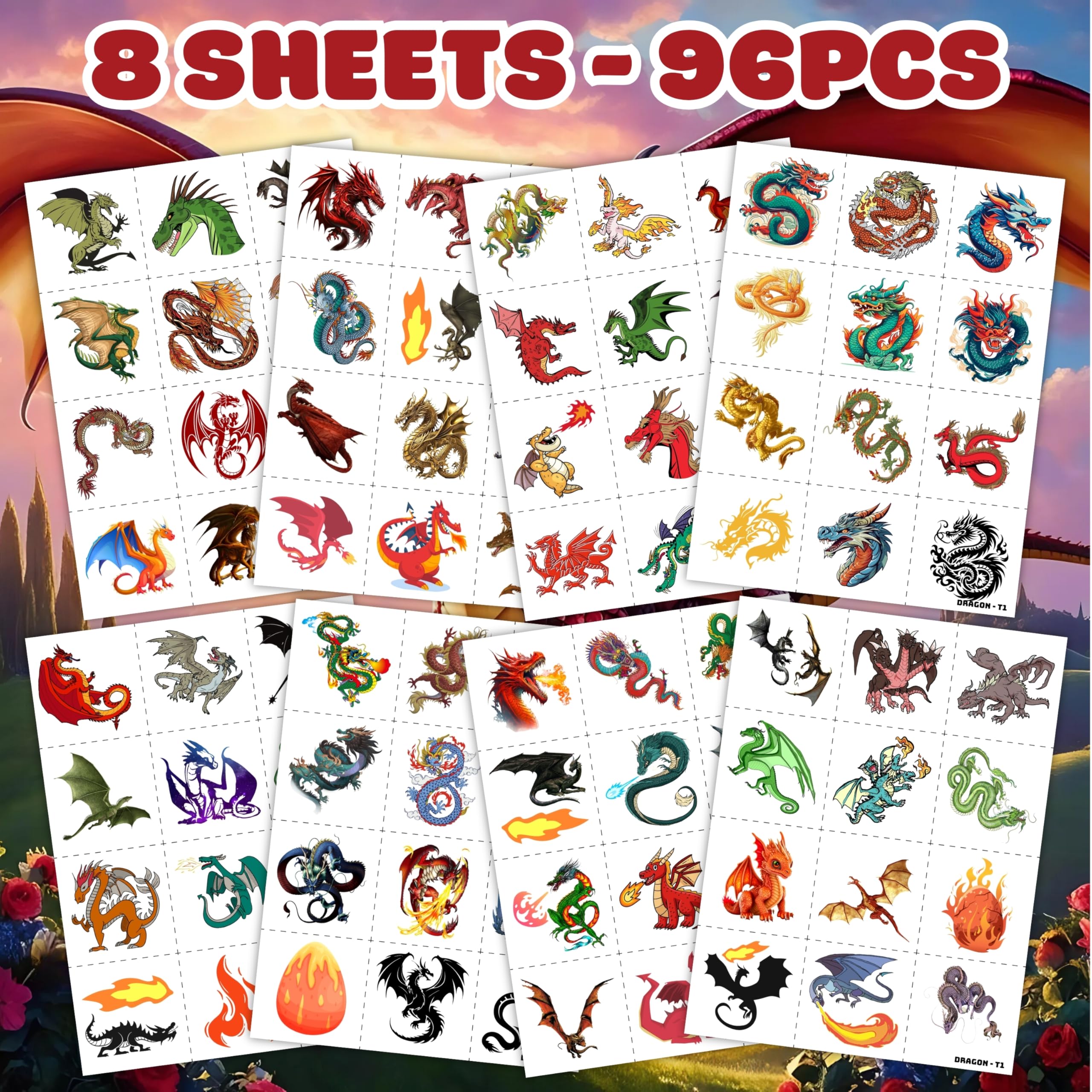 Generic Dragon skin-safe tattoos made from non-toxic materials.