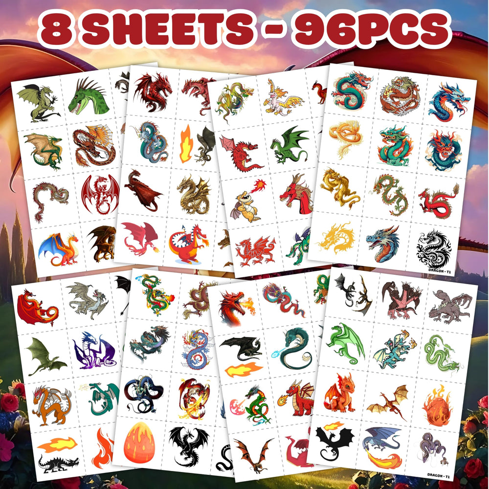 Generic Dragon skin-safe tattoos made from non-toxic materials.