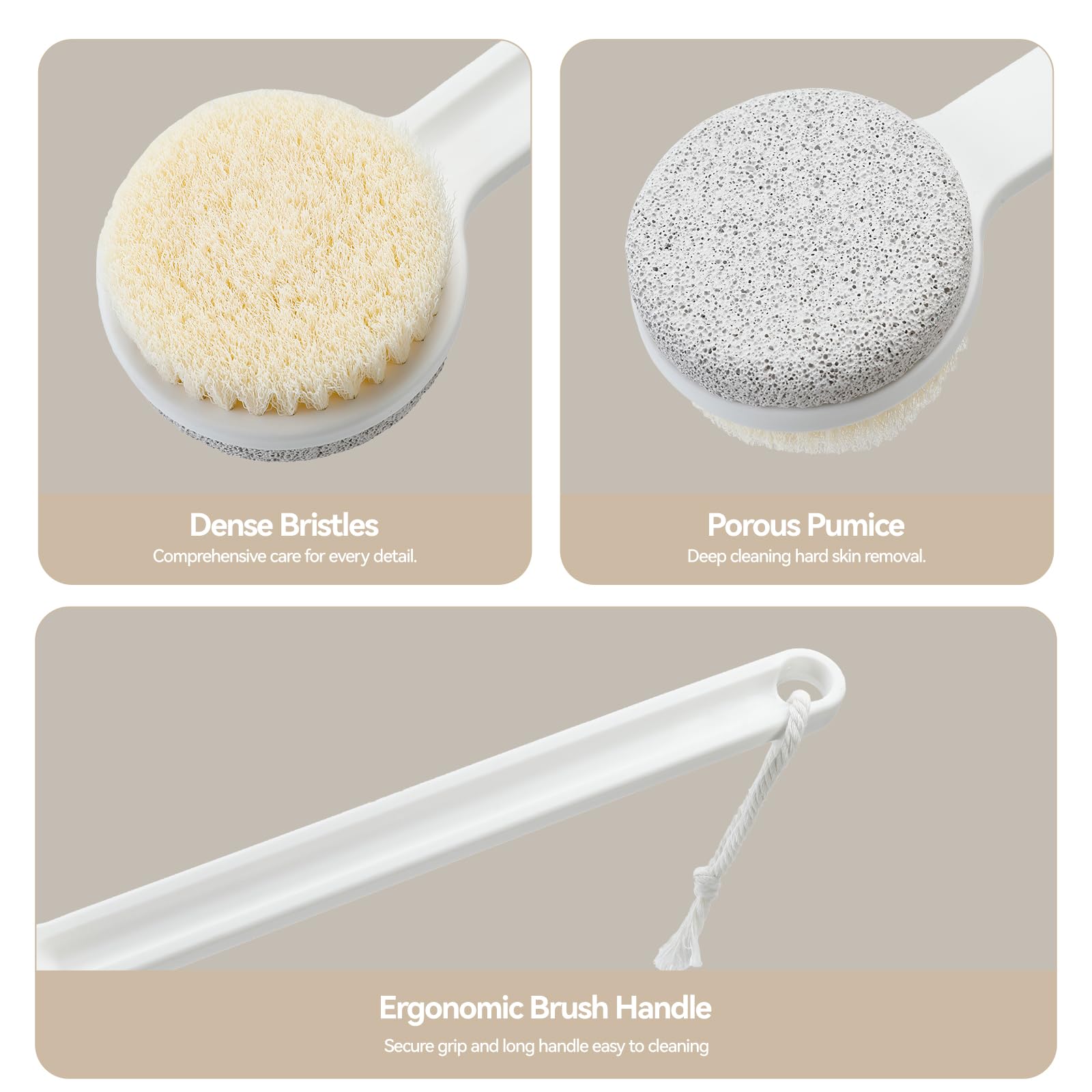 Generic Foot Pumice Stone 2-in-1 with long handle enables thorough callus smoothing.