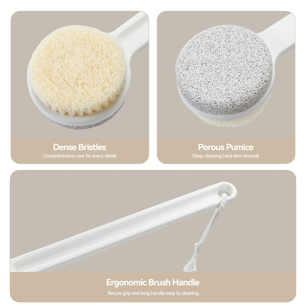 Generic Foot Pumice Stone 2-in-1 with long handle enables thorough callus smoothing.