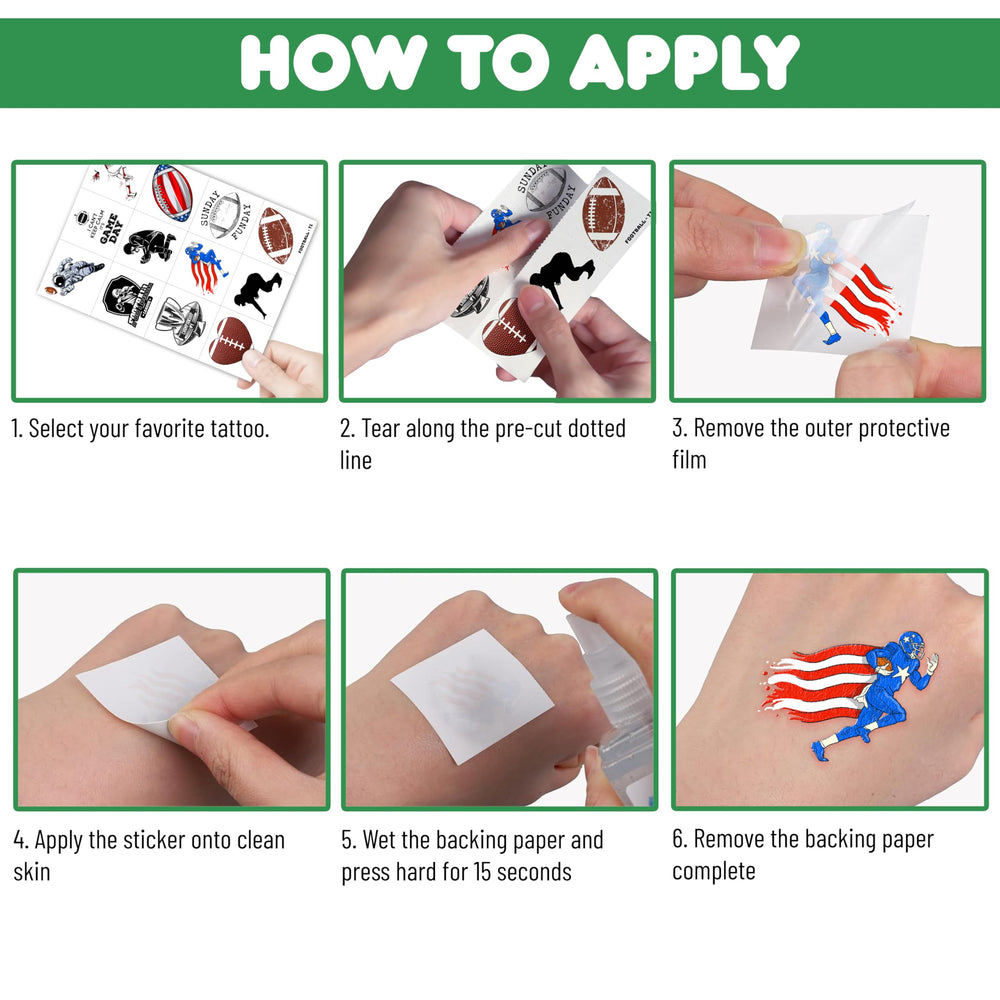 Generic Football Tattoos easy to apply and remove with water