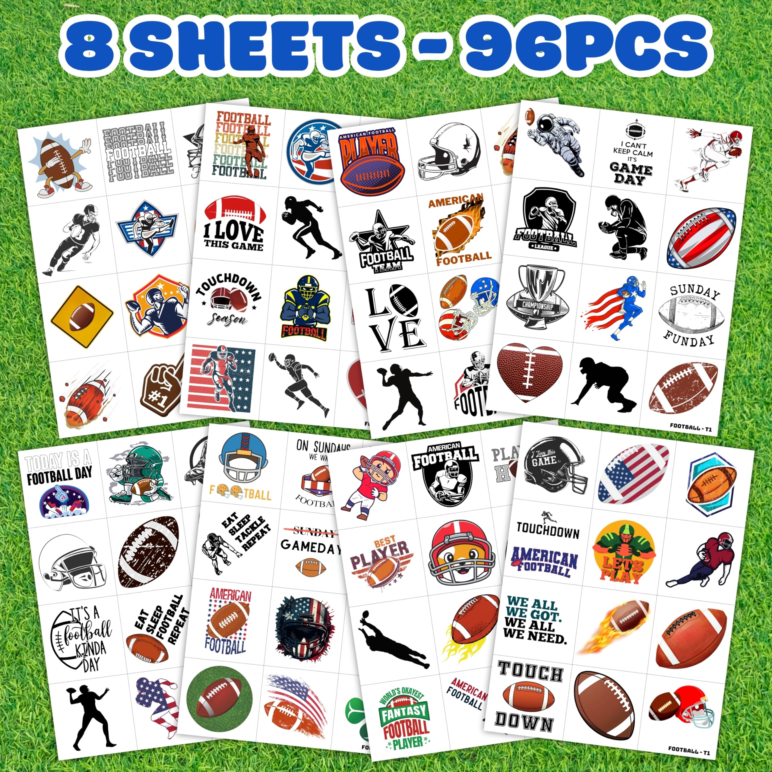 Generic Football Tattoos with perforated pre cut lines for easy tearing