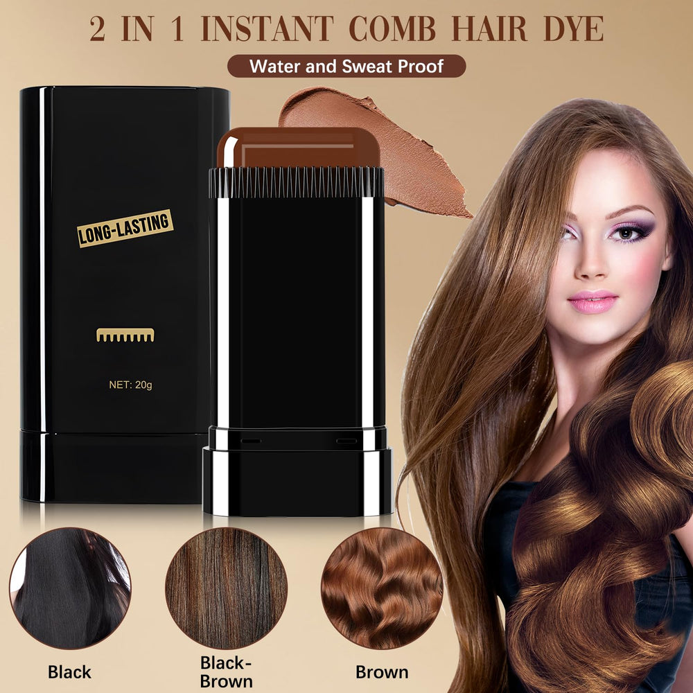 Generic Hair Color Stick in use with integrated comb showing two-in-one dyeing and detangling.