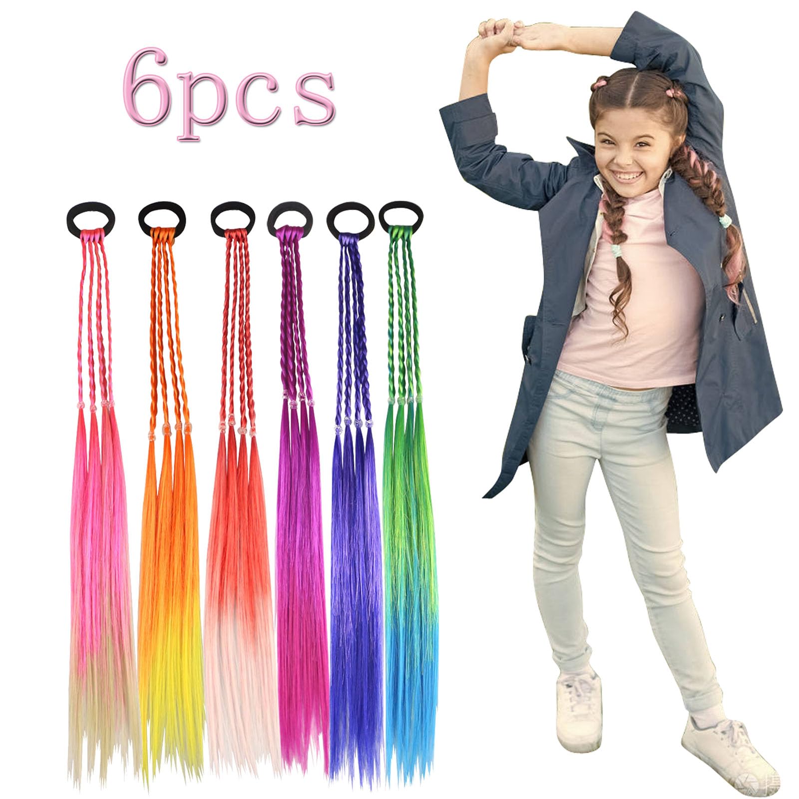 Generic handmade synthetic fibers braid, soft texture for kid-friendly styling.