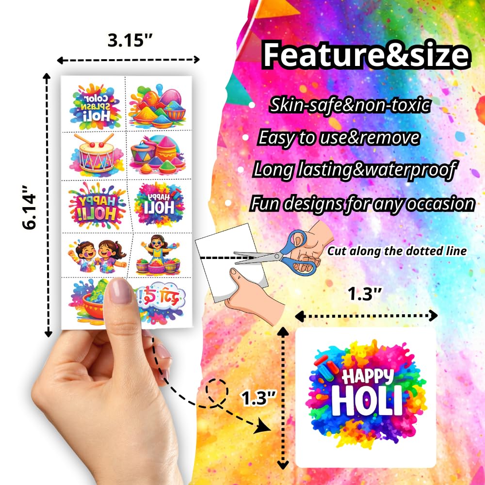 Generic Holi Day tattoos feature Holi-religious designs for celebrations