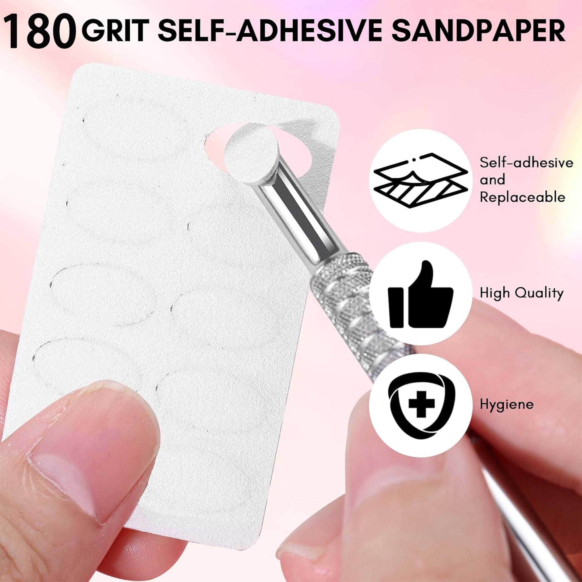 Generic home nail care kit includes sandpaper and pusher for at-home routines.
