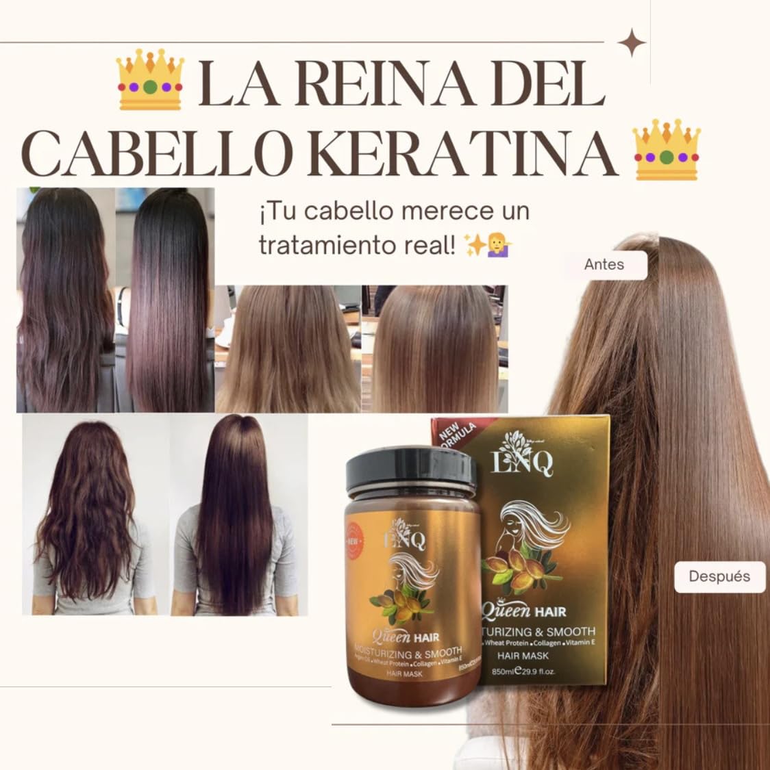Generic Keratin Hair Mask application showing creamy texture for frizz control.