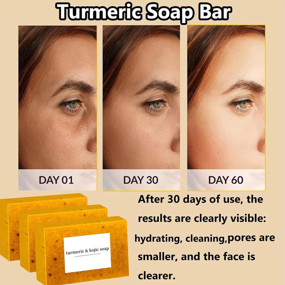 Generic Lemon Turmeric Kojic Soap bar closeup with natural ingredients for all skin types